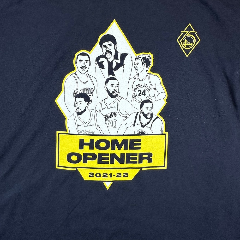 Gildan‎ T-Shirt Mens XL Navy Golden State Warriors 2021-22 Home Opener NBA 75th - Picture 2 of 7